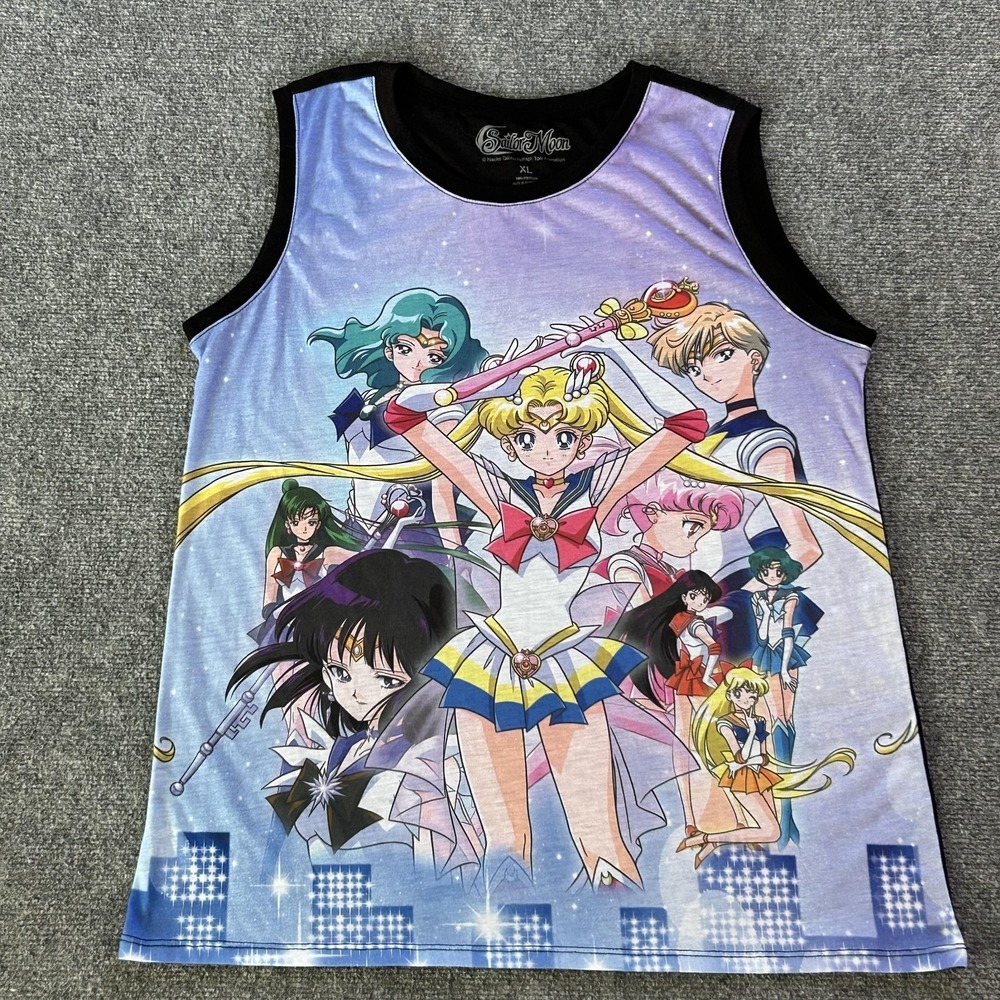 Sailor Moon All Over Print Tank Top Mens XL Multicolor Anime Graphic Sleeveless